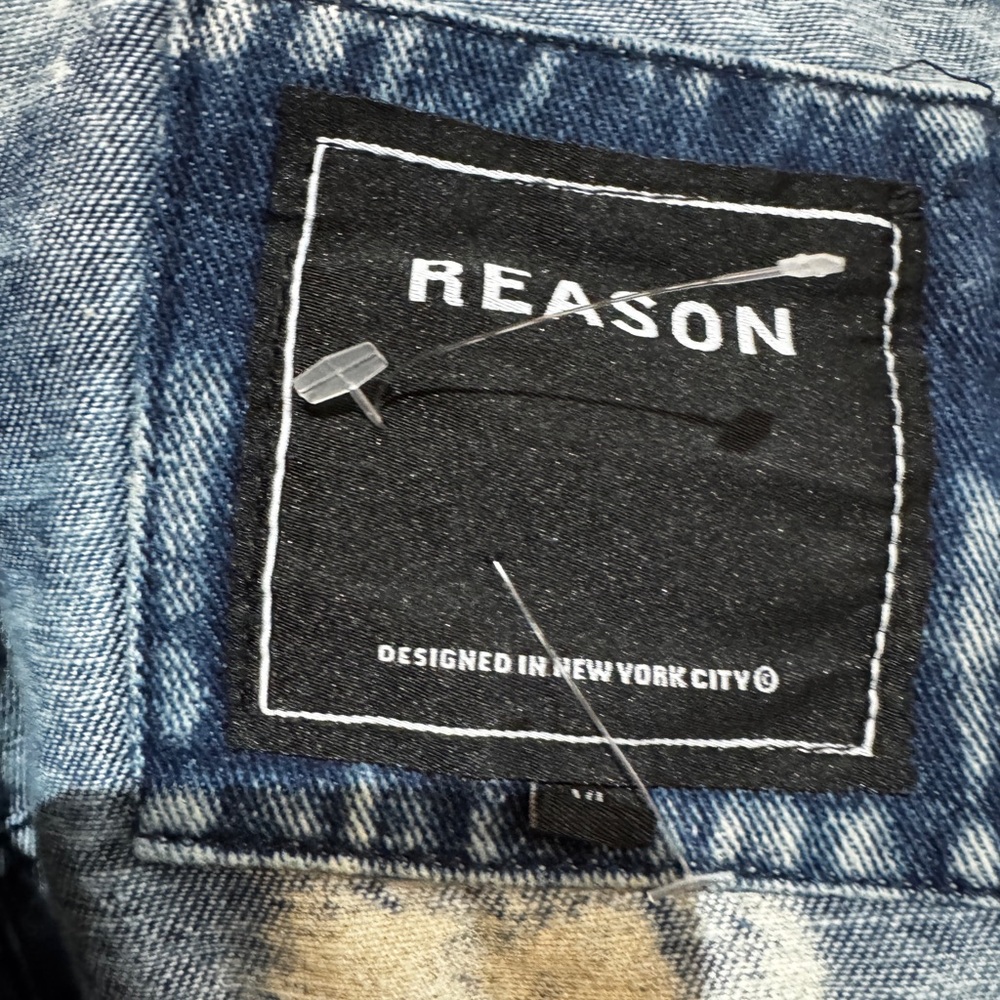 NEW Reason status DENIM trucker Jacket Hand crafted blue Fl-07 SZ XL‎ - Picture 7 of 8
